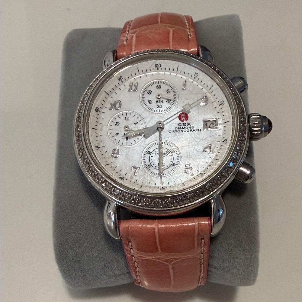 Michele Day Diamond Stainless Steel Watch